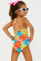 Little Julia One Piece Swimsuit - Neon Blooms Waffle