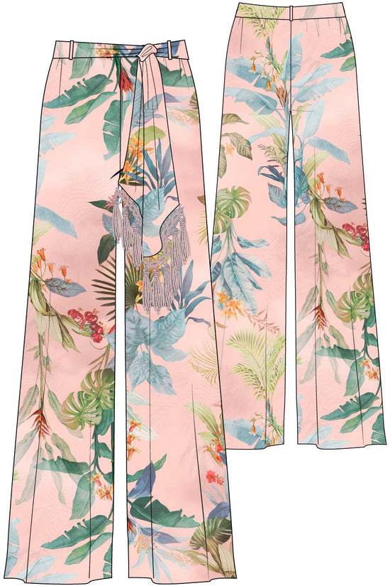 Geraldine Cover-Up Pant - Pink Multi Colorful Palm (PRE-SALE)