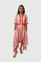 Abrielle Striped Handkerchief Midi Dress