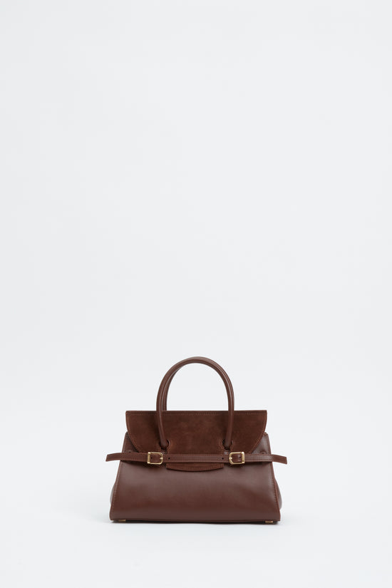 River Small Suede Top Handle Bag - Cacao