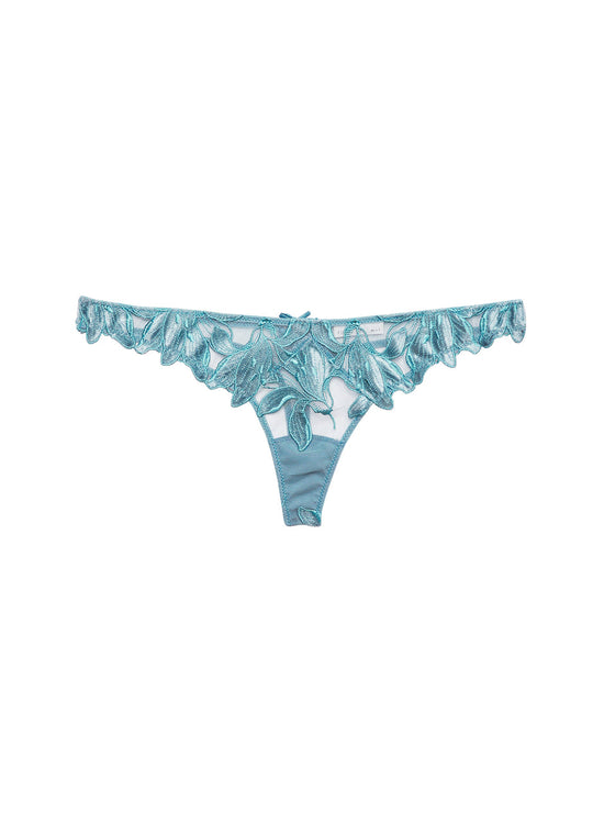 Velvet Lily Embroidery Thong