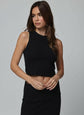 RIB FOLD DOWN MAXI SKIRT - BLACK