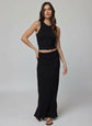 RIB FOLD DOWN MAXI SKIRT - BLACK