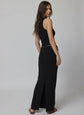 RIB FOLD DOWN MAXI SKIRT - BLACK